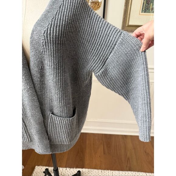 The Beach People The Twin Palms Grey Ribbed Cardigan Sweater M L - Picture 7 of 11